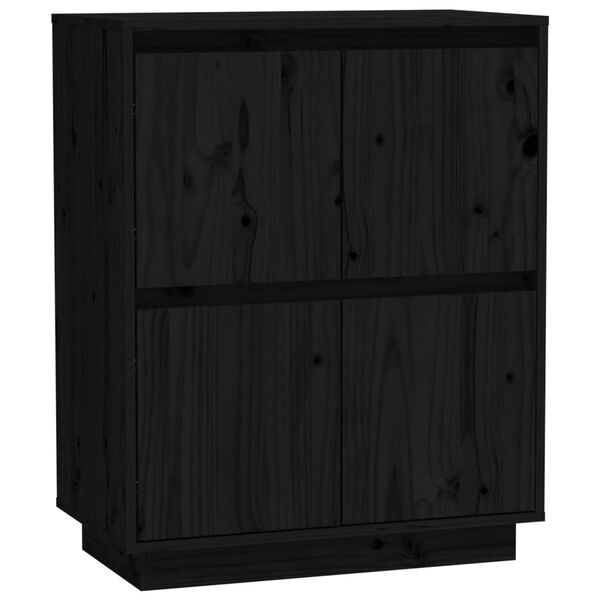 vidaXL Sideboard Schwarz 60x34x75 cm Massivholz Kiefer