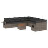 vidaXL 11-tlg. Garten-Sofagarnitur mit Kissen Grau Poly Rattan