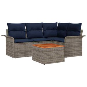 vidaXL Gartensofa-set 5 pcs Grau und Marineblau Poly-Rattan