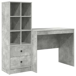 vidaXL Schreibtisch mit Schubladen mit Regal 2 pcs Beton Grau