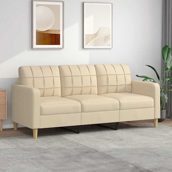 vidaXL 3-Sitzer-Sofa Creme 180 cm Stoff