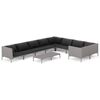 vidaXL 10-tlg. Garten-Lounge-Set mit Kissen Poly Rattan Dunkelgrau