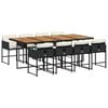 vidaXL 9-tlg. Garten-Essgruppe mit Kissen Schwarz Poly Rattan