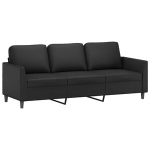 vidaXL 3-Sitzer-Sofa Schwarz 180 cm Kunstleder