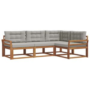vidaXL Outdoor-Sofagarnitur mit Kissen 4 pcs Nat&uuml;rlich und Hellgrau