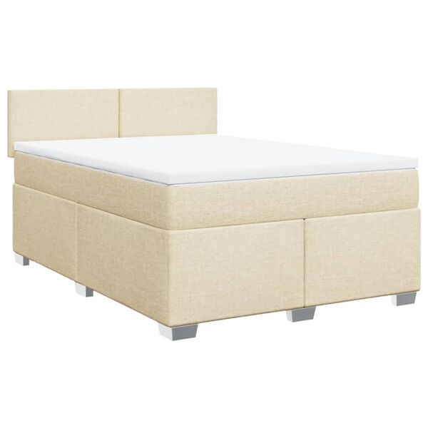 vidaXL Boxspringbett mit Matratze Creme 140x190 cm Stoff