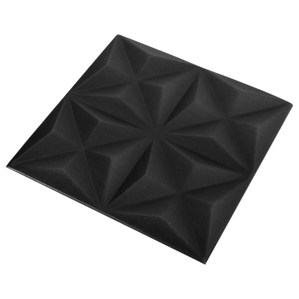 vidaXL 3D-Wandpaneele 48 Stk. 50x50 cm Origami Schwarz 12 m&sup2;