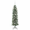 vidaXL K&uuml;nstlicher schlanker Weihnachtsbaum Gr&uuml;n und Wei&szlig; 150 cm