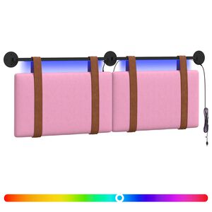 vidaXL H&auml;ngendes Kopfteil Mit LED Licht Rosa Antikes PU