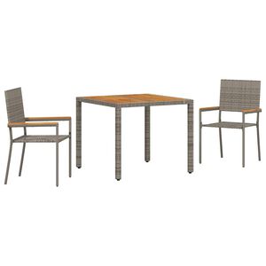 vidaXL Garten Essgruppe 3 stk. Grau Poly-Rattan