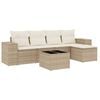 vidaXL 6-tlg. Garten-Sofagarnitur mit Kissen Beige Poly Rattan