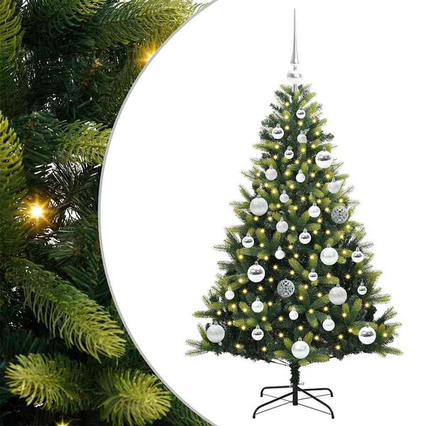 vidaXL Künstlicher geflammter Weihnachtsbaum 150 LEDs Grün 120 cm