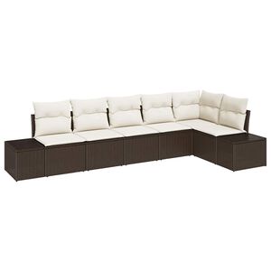 vidaXL Gartensofa-set mit Speicher 6 pcs Braun und Creme Poly-Rattan