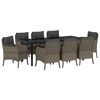 vidaXL Garten Essgruppe mit Kissen 9 pcs Grau Poly-Rattan