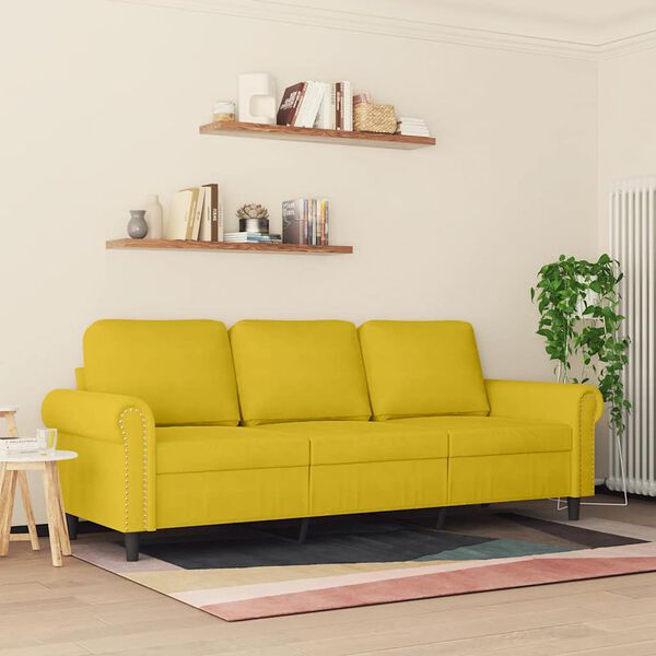 vidaXL 3-Sitzer-Sofa Gelb 180 cm Samt