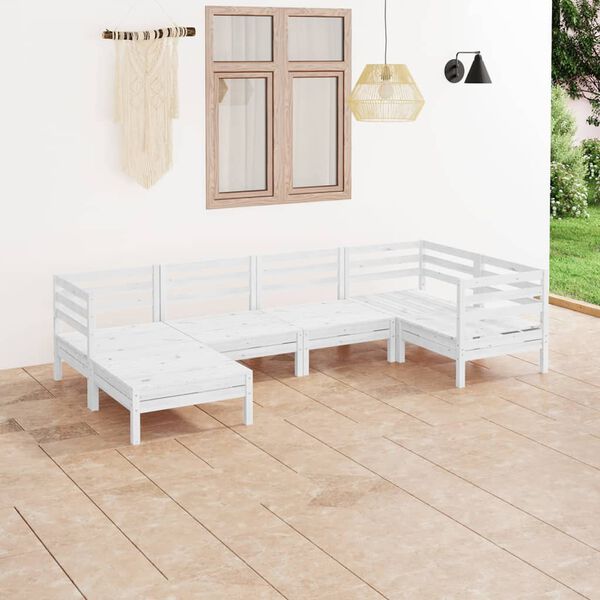 vidaXL 6-tlg. Garten-Lounge-Set Massivholz Kiefer Wei&szlig;
