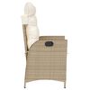 vidaXL Gartensessel mit Kissen 2 Stk. Verstellbar Beige Poly Rattan