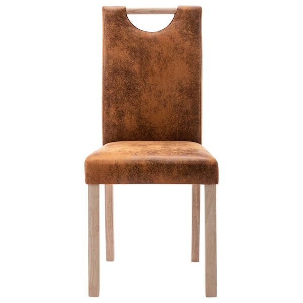 vidaXL Esszimmerst&uuml;hle 2 Stk. Braun Wildleder-Optik