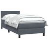 vidaXL Boxspringbett mit Matratze Dunkelgrau 80x220 cm Samt