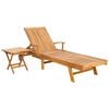 vidaXL Sonnenliege mit Tisch Massivholz Teak Braun