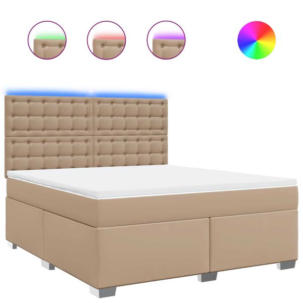 vidaXL Boxspringbett Matratze Cappuccino-Braun 180x200 cm Kunstleder