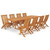 vidaXL 9-tlg. Garten-Essgruppe Teak Massivholz