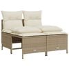 vidaXL 4-tlg. Garten-Sofagarnitur mit Kissen Beige Poly Rattan