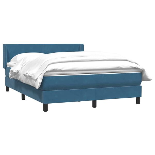 vidaXL Boxspringbett mit Matratze Dunkelblau 160x220 cm Samt