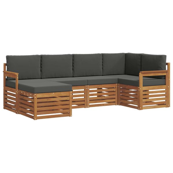 vidaXL Sofagarnituren 6 pcs Natur und Anthrazit Massivholz Akazie