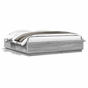 vidaXL Bettgestell Grau Sonoma 200x200 cm Holzwerkstoff