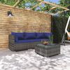 vidaXL 4-tlg. Garten-Lounge-Set mit Kissen Poly Rattan Grau