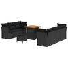 vidaXL Garten-Sofa-Set mit Kissen mit Speicher 10 pcs Schwarz