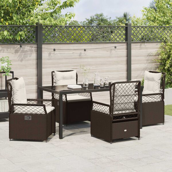 vidaXL Garten Essgruppe 5 pcs Braun Poly-Rattan