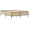 vidaXL Bettgestell Sonoma-Eiche 135x190 cm Holzwerkstoff und Metall