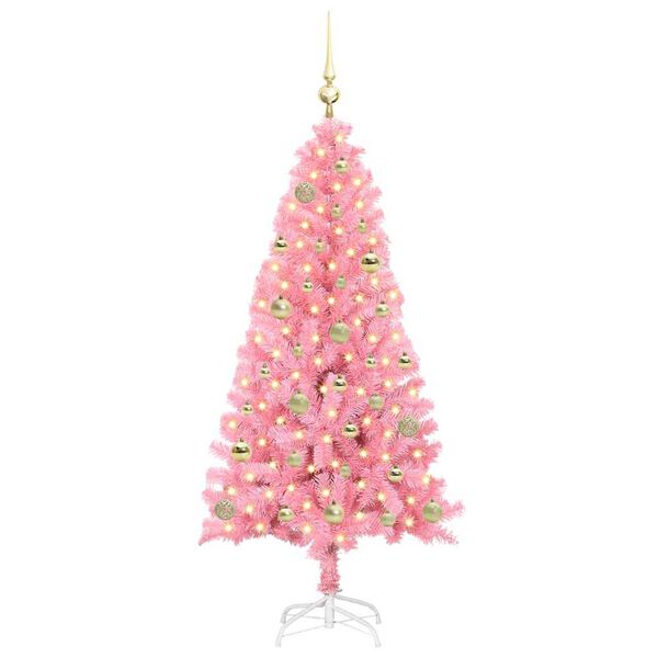 vidaXL Weihnachtsbaum mit 150 LEDs mit Ständer Rosa 150 cm PVC