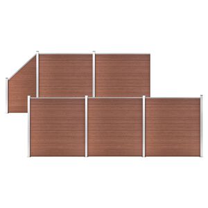 vidaXL WPC Zaun-Set 5 Quadrate + 1 Schr&auml;ge 965x186 cm Braun
