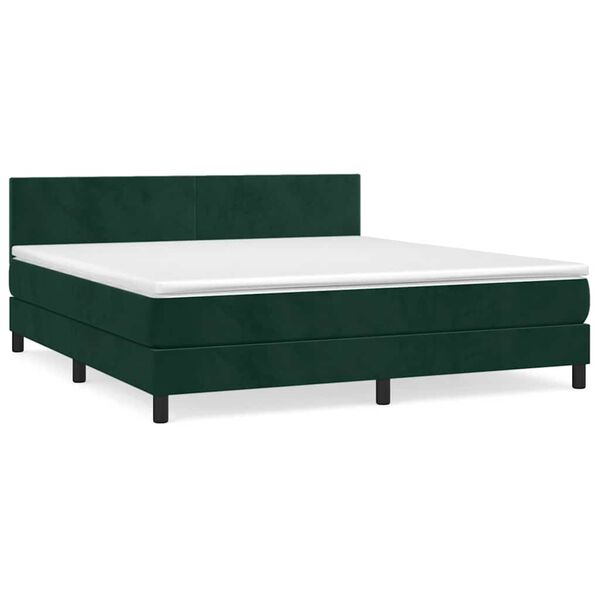 vidaXL Boxspringbett mit Matratze Dunkelgr&uuml;n 160x200 cm Samt