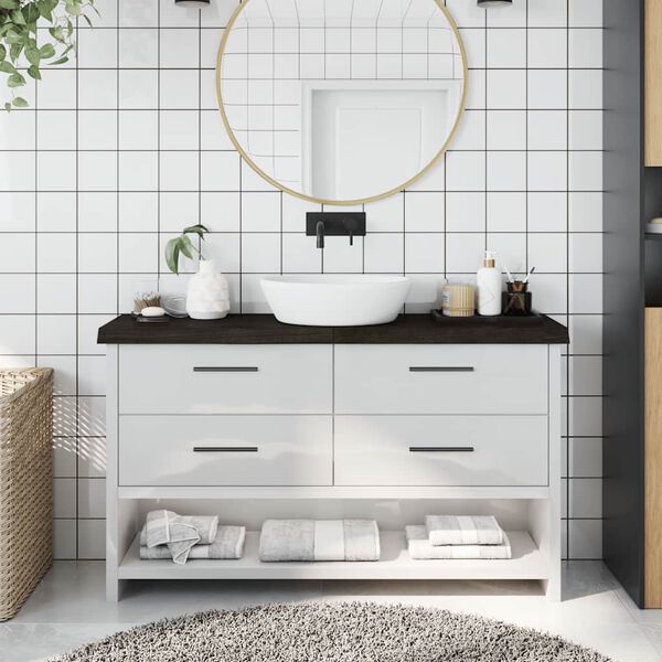 vidaXL Waschtischplatte Dunkelbraun 120x30x(2-6)cm Massivholz