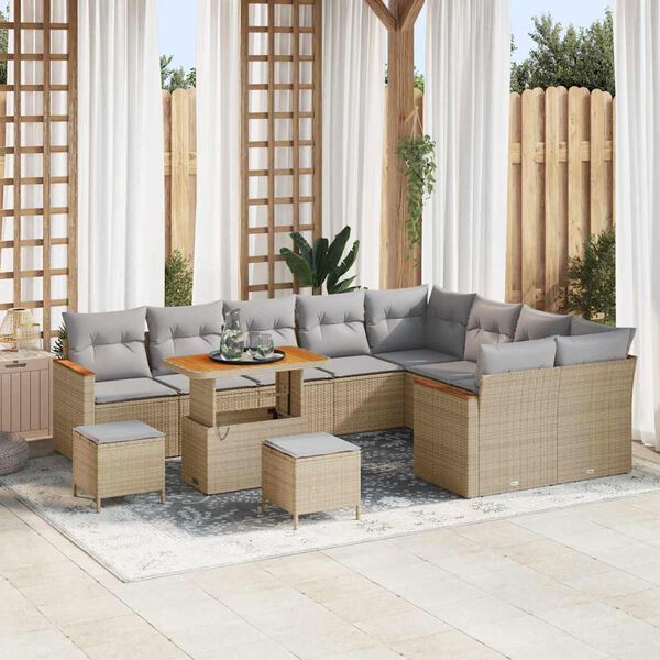 vidaXL Gartensofa-set 12 pcs Beige Poly-Rattan