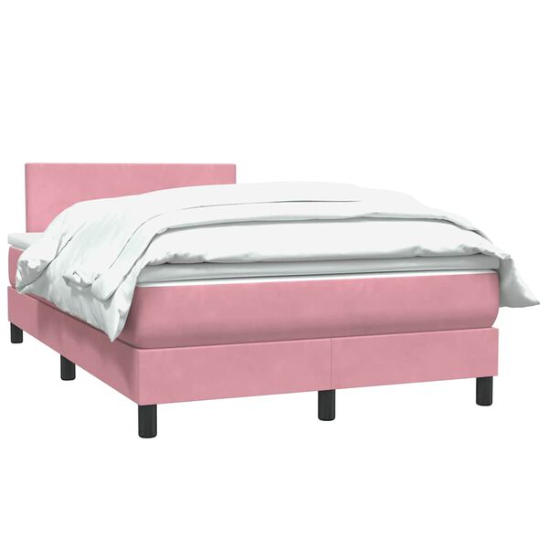 vidaXL Boxspringbett mit Matratze Rosa 120x210 cm Samt