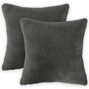 vidaXL Kissenbezug 2 pcs HEERLEN Dunkelgrau 30 x 30 cm Boucl&eacute;