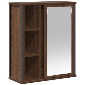 vidaXL Bad-Wandschrank mit Spiegel Braun Eichen-Optik 50x21x60 cm