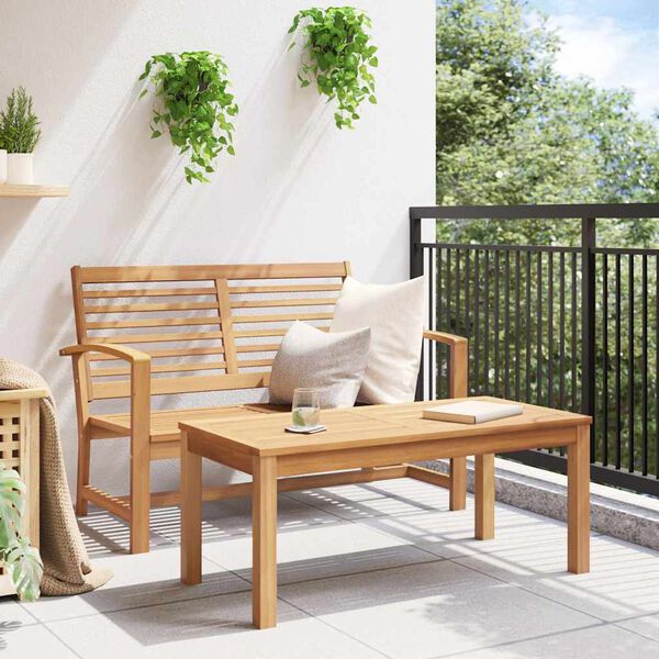 vidaXL Garten-Sofa-Set Natur Teak-Massivholz
