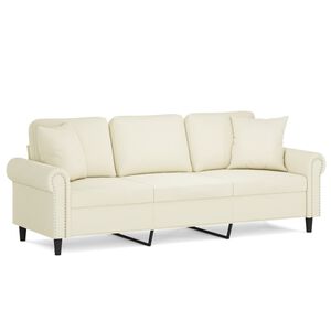 vidaXL 3-Sitzer-Sofa mit Zierkissen Creme 180 cm Samt