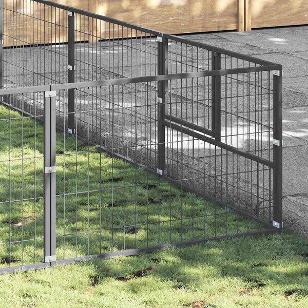 vidaXL Hundezwinger Silbern 54 m&sup2; Stahl