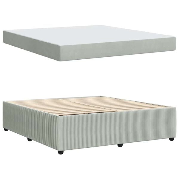 vidaXL Bettrahmen mit Matratze Hellgrau 180 x 200 cm Stoff