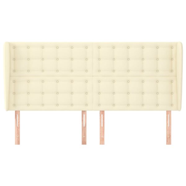 vidaXL Kopfteil mit Ohren Creme 203x23x118/128 cm Kunstleder