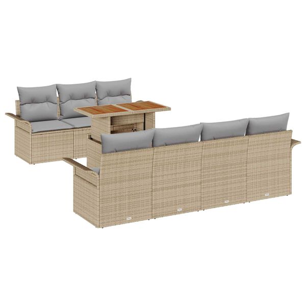 vidaXL Garten-Sofa-Set mit Kissen 8 pcs Beige und Hellgrau