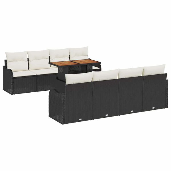 vidaXL Garten-Sofa-Set mit Kissen 7 pcs Schwarz und Creme