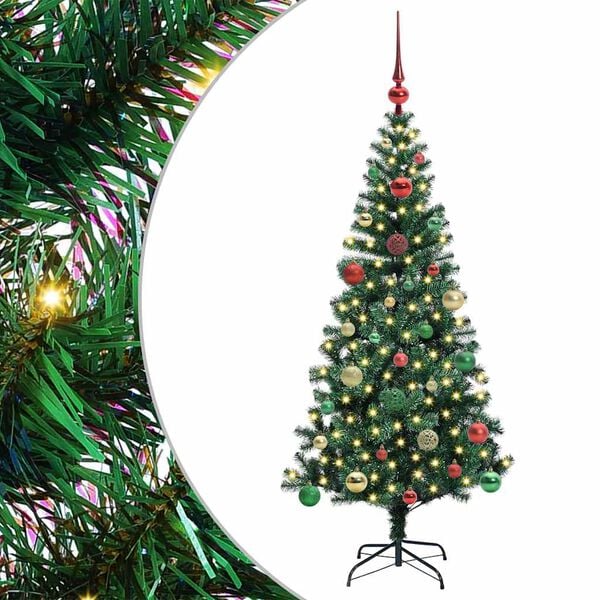 vidaXL K&uuml;nstlicher vorbeleuchteter Weihnachtsbaum Gr&uuml;n 150 cm
